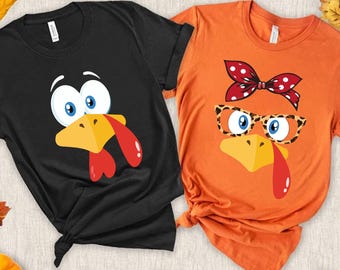 Cute Turkey Fall Thanksgiving Shirt, Thanksgiving Family Matching Shirt, Turkey Face Shirt, Funny Thanksgiving Shirt, Thanksgiving Women Tee