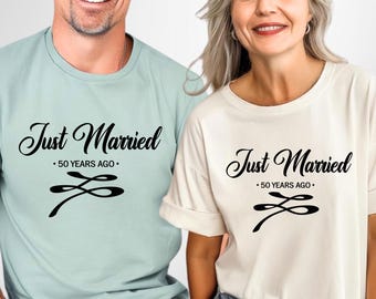 Comfort Colors® Just Married 50 Years Ago, 50th Anniversary Gift Shirt, Married for 50 Years, Couples Matching Anniversary Shirt,Couples Tee