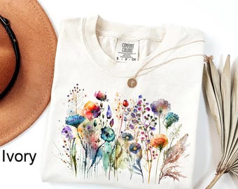 Comfort Colors® Boho Cottagecore Tshirt, Wildflowers T shirt, Vintage Pressed Flowers Shirt, Botanical Floral Tee, Gift for Gardener, Floral
