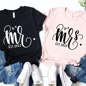 Personalized Mr and Mrs, Custom Wifey and Hubby Shirt, Bride and Groom Est, Wife And Husband Shirts, Just Married Tshirt, Honeymoon T-shirt