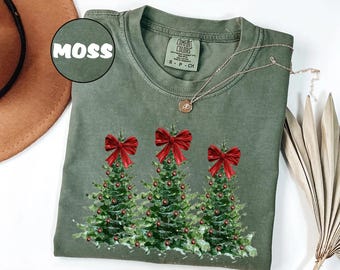 Comfort Colors® Woman's Holiday Shirt, Women's Xmas Tee, Christmas Sleigh Crewneck, Christmas Tree Tee, Xmas Tree, Women's Christmas T-shirt
