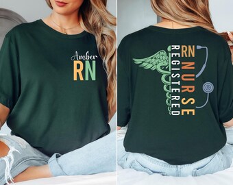 Custom Name Registered Nurse Shirt, Personalized RN Tee, Nurse Graduation Gift, Nursing Student Apparel, Healthcare Worker Customized Gift