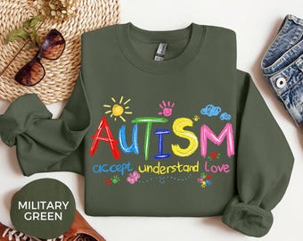 Brushstroke Autism Sweatshirt, Autism Awareness Sweatshirt, Autism Puzzle Pieces Shirt, Autism Shirt, Autism Month Tee, Autism Support Shirt