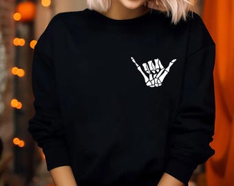 Hang Loose Skeleton Hand Sweatshirt , Halloween Shirt, Skeleton Hand Shirt, Skeleton Hand Tee, Skeleton Shirt, Skeleton Hand Tee, Hang Loose