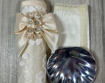 Handmade Baptism Candle set boy and girl