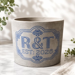 Custom Antique Sign Design Plant Pot with Personalised Anniversay or Wedding Message. Perfect Wedding Present.