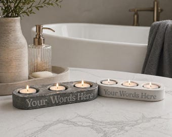 Portavelas de hormigón hecho a medida / Portavelas personalizado con las palabras que elijas