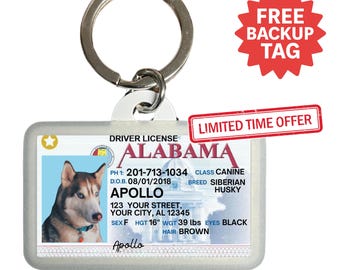 Custom Pet ID Tag: Alabama Driver License Design