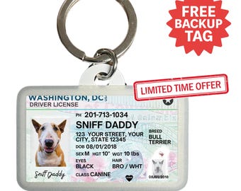 Custom Washington DC Driver License Pet ID Tag: Personalized Dog & Cat Tag