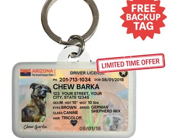 Custom Arizona Driver License Pet ID Tag: Personalized Dog & Cat Tag