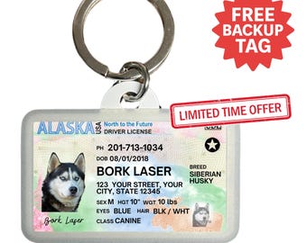 Custom Alaska Driver License Pet ID Tag: Personalized Dog & Cat Tag