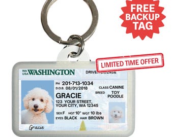Custom Pet ID Tag: Washington Driver License Design