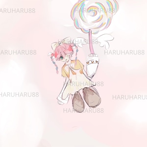 Anime Fantasy Art Print | Cute Chibi Illustration | Dreamy Aesthetic Wall Art | Young Artist | Digital Download | Kawaii Procreate Drawing