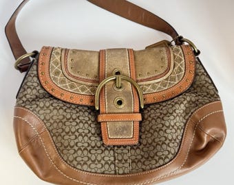 Coach Soho Blue Pleated Leather Buckle Flap Shoulder Bag – Classic