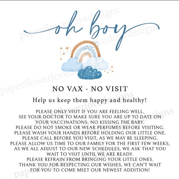 No Vax No Visit Baby Announcement Digital Download CUSTOMIZE Etsy