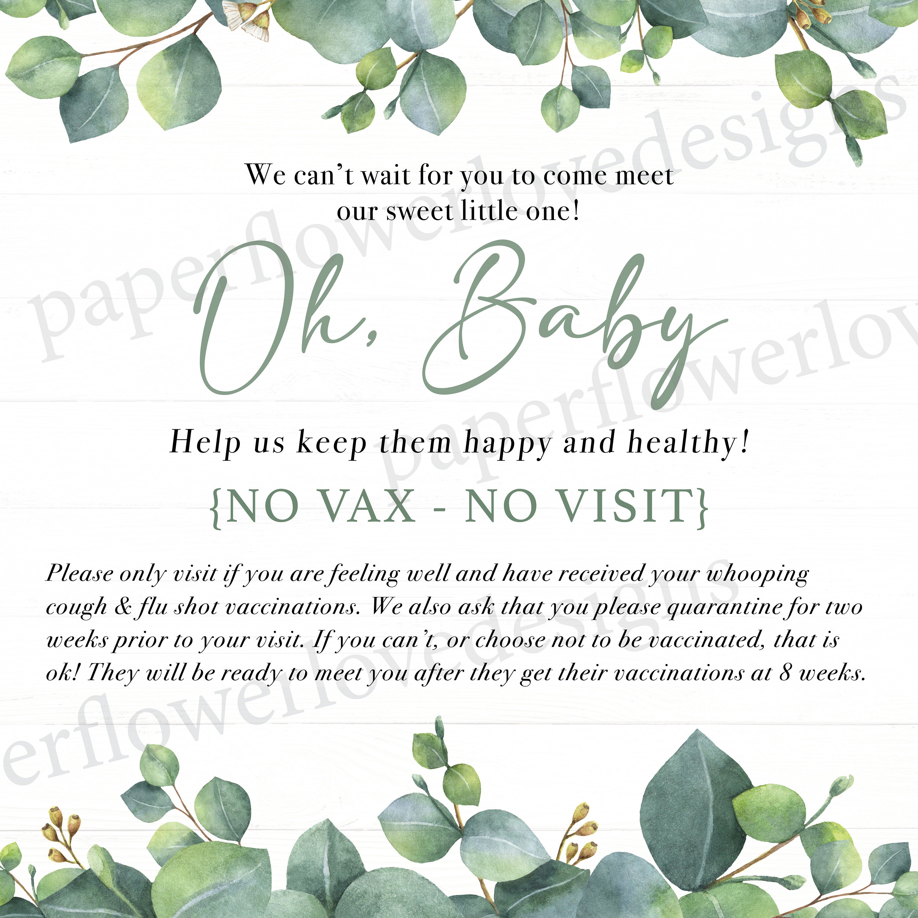 No Vax No Visit Covid Quarantine Baby Announcement for Etsy Australia