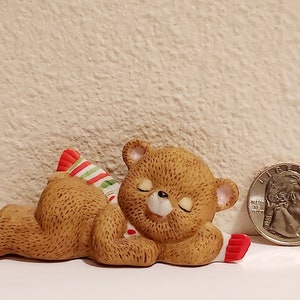 Vintage Lefton Sleepy Christmas Bear Porcelain Figurine image 9