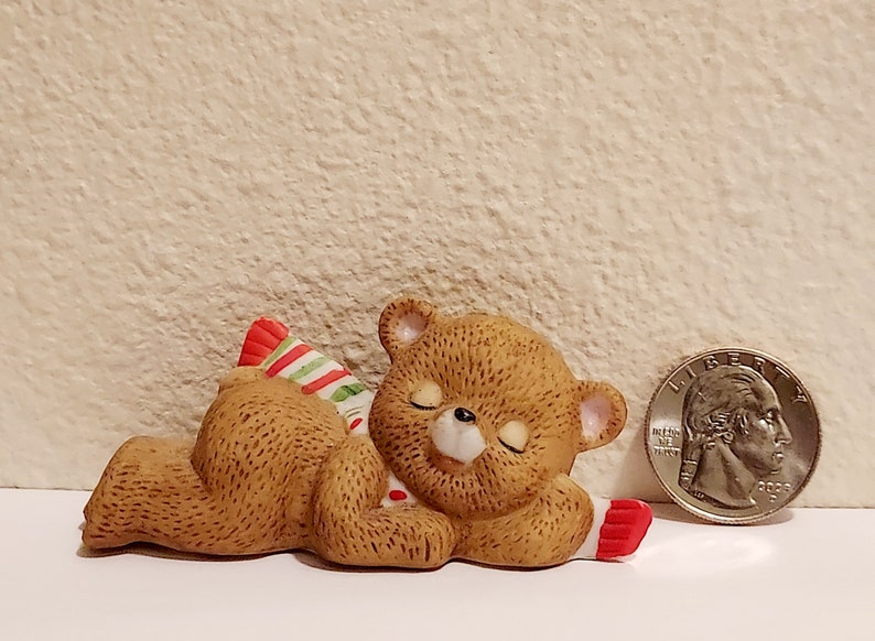 Vintage Lefton Sleepy Christmas Bear Porcelain Figurine image 9