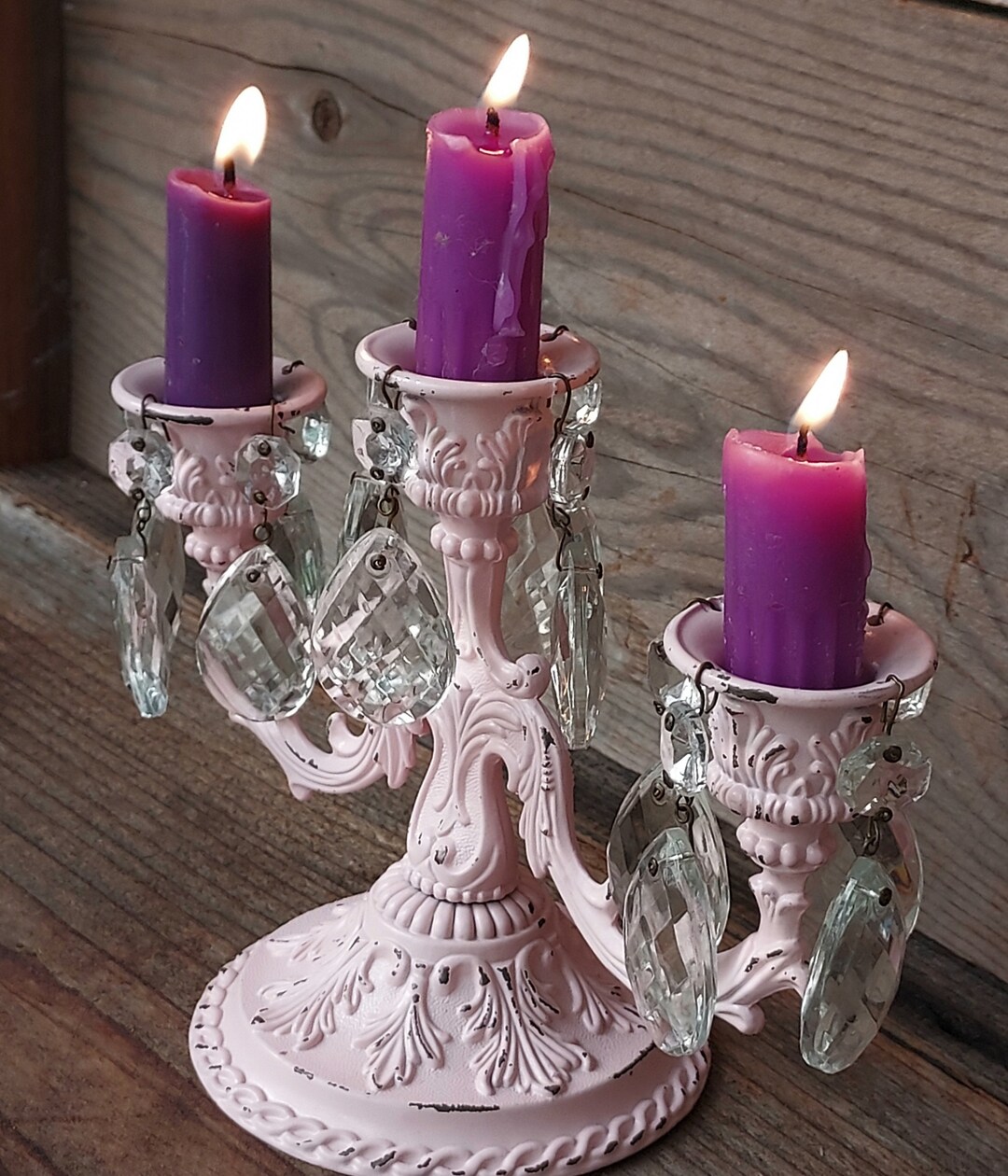 Vintage Chippy Pink Candelabra - Etsy