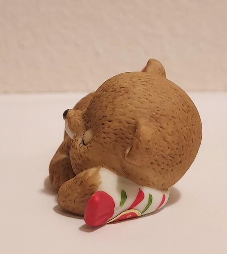 Vintage Lefton Sleepy Christmas Bear Porcelain Figurine image 6