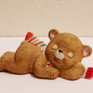 Vintage Lefton Sleepy Christmas Bear Porcelain Figurine image 10
