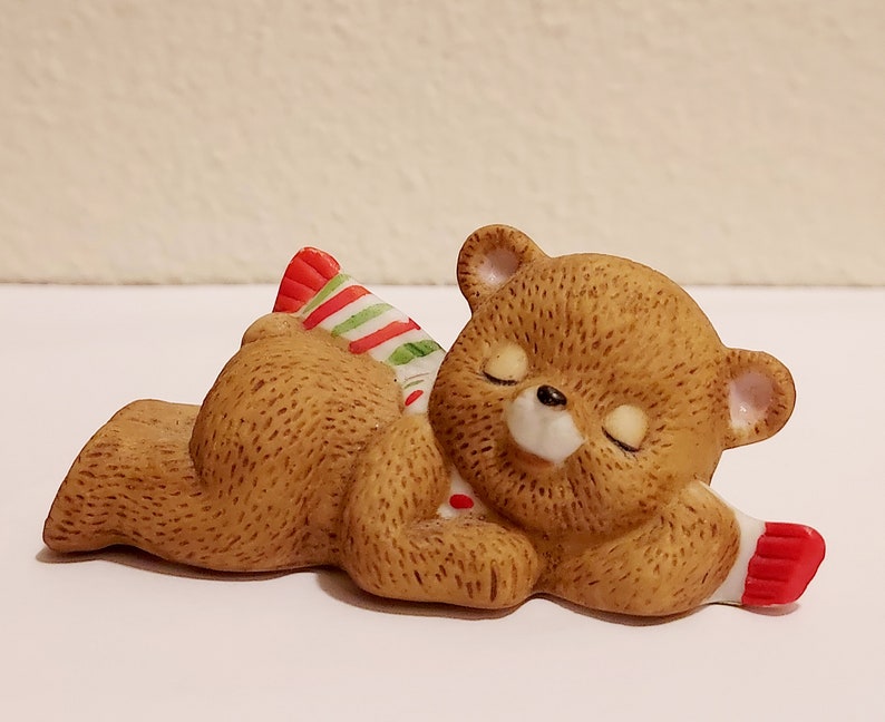 Vintage Lefton Sleepy Christmas Bear Porcelain Figurine image 10