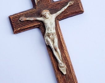 Vintage Faux Wood Crucifix Cross