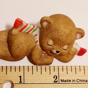 Vintage Lefton Sleepy Christmas Bear Porcelain Figurine image 8