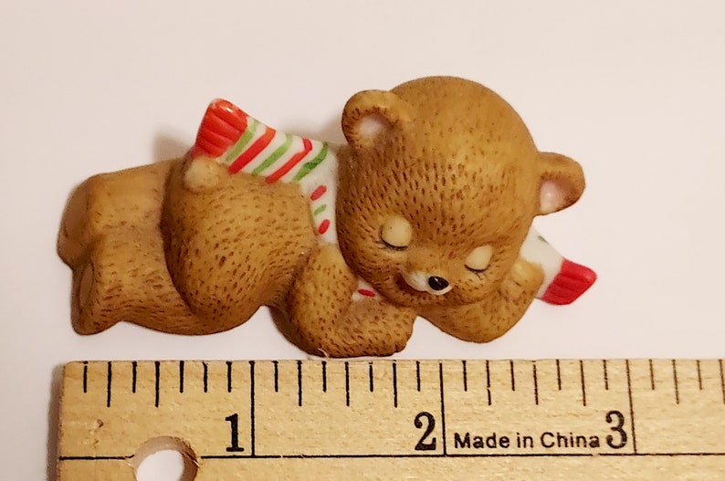 Vintage Lefton Sleepy Christmas Bear Porcelain Figurine image 8
