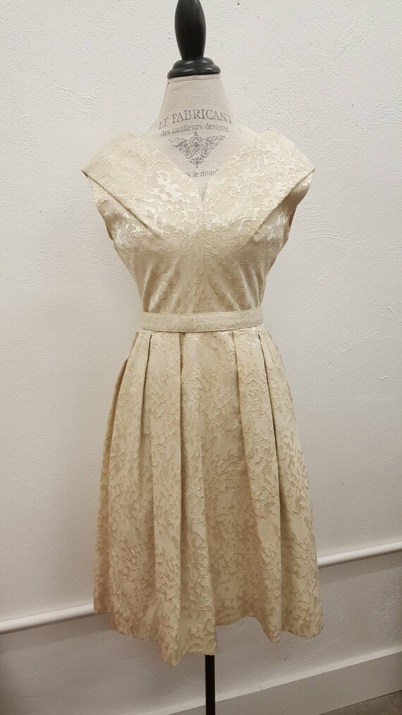 Vintage 1960s Marbled Cream Wiggle Dress, R&K Orig