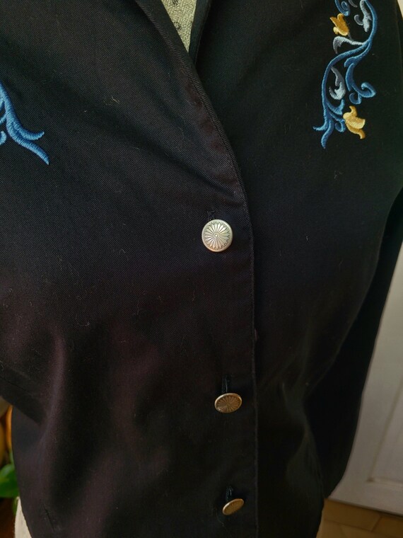 Vintage Wrangler Top Womens Black Cropped Button-… - image 3