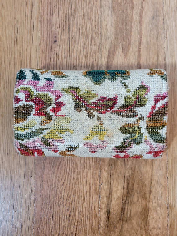 Vintage Tapestry Carpet Bag TriFold Floral Wallet… - image 8