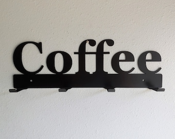 Coffee Rack- Metal Wall Hanging- Kitchen Organizer