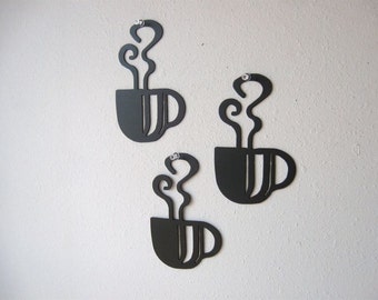 Coffee Cup Trio Metal Wall Decoration