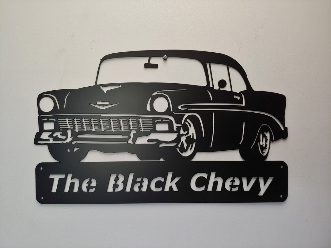 1956 Chevrolet Belair - Metal Car Sign - the Black Chevy ...