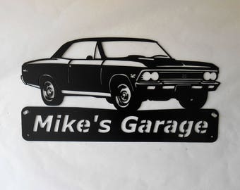 1966 Chevelle - Personalized Metal Sign- Man Cave- Classic - Muscle Car Art -Garage Sign