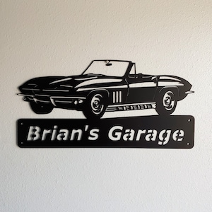 1965 1966 Corvette Roadster Convertible - Personalized Metal Sign- Man Cave- Classic - Muscle Car Art -Garage Sign - Chevrolet