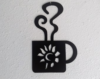 Coffee, Sunflower, Sunshine, Mug,  Wall Art, Metal Wall Decoration, Kitchen Decor, Coffee Bar