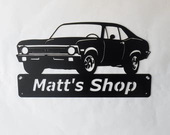 1968-72 Chevy Nova SS, Personalized Metal Sign, Man Cave, Classic Car Art, Muscle Car Décor, Garage Sign, Super Sport, Wall Hanging