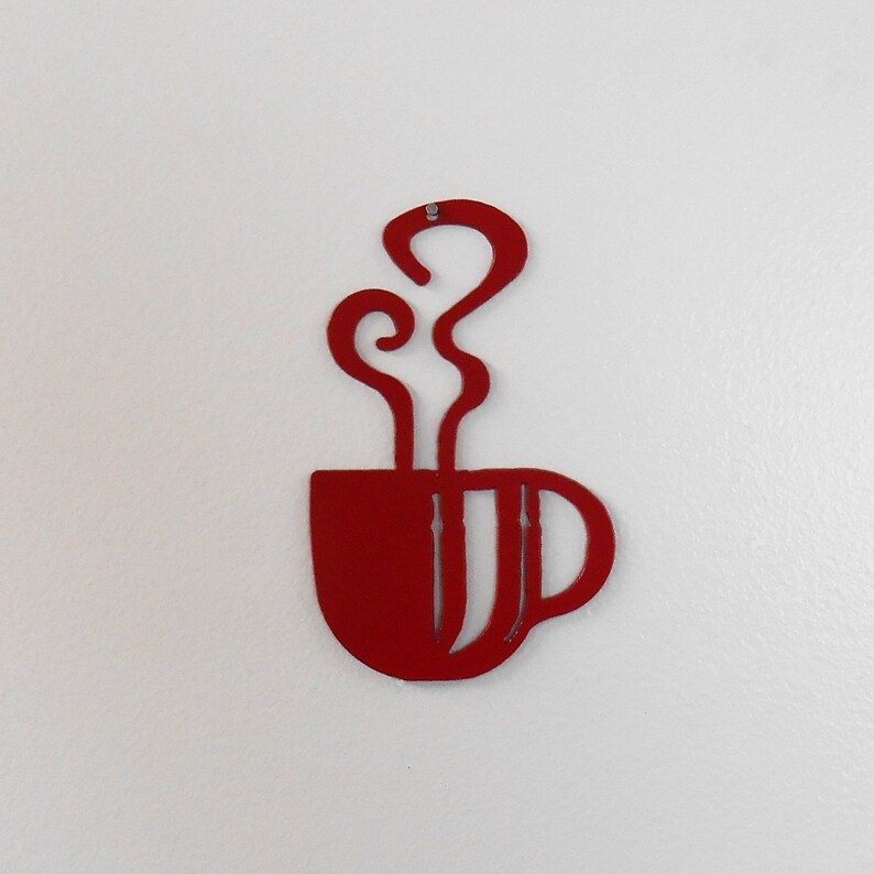Mini Red Coffee Cup Wall Art Metal Decoration