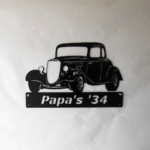 1933-1934 Ford 5 Window / Man Cave / Hot Rod / Personalized / Classic car / Garage Sign / Metal Art / Wall decor / Car Art