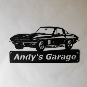 1966 Corvette- Personalized Metal Sign- Man Cave- Classic - Muscle Car Art -Garage Sign - Chevrolet