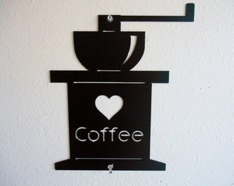 Coffee Grinder Metal Wall Decor Flat Style