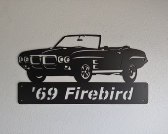 1969 Pontiac Firebird Convertible, Personalized, Classic Car,  Man Cave, Metal Sign, Garage Decor