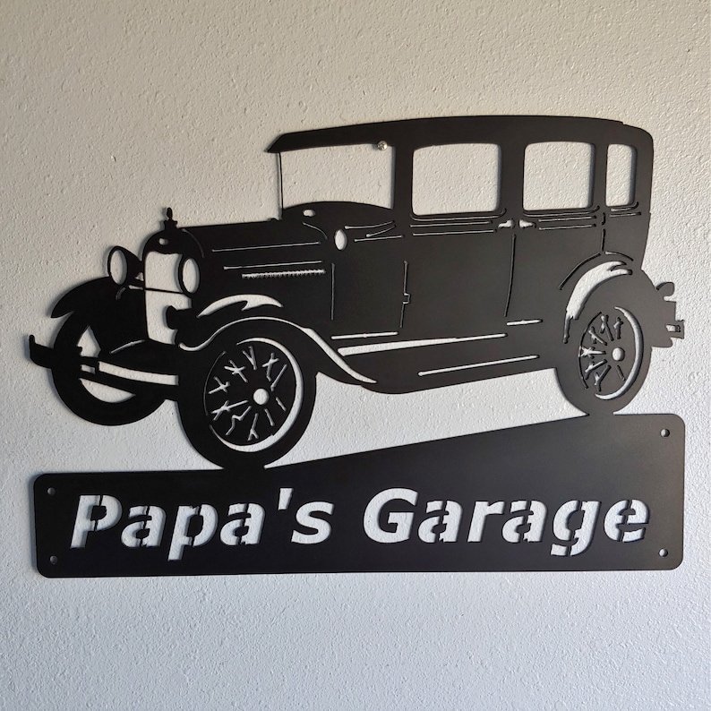 1930, 1931, Ford Model A Fordor, Antique Car, Garage Sign, Personalized Metal Sign, Car Art image 1
