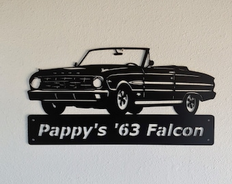 1963 Ford Falcon 2 Door Convertible Personalized Man Cave Classic Sprint Garage Sign