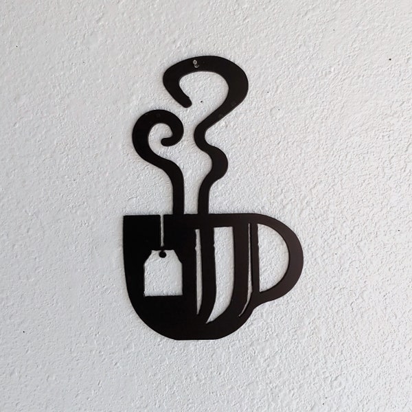 Tea Cup Steaming Wall Art  Metal Wall Decoration