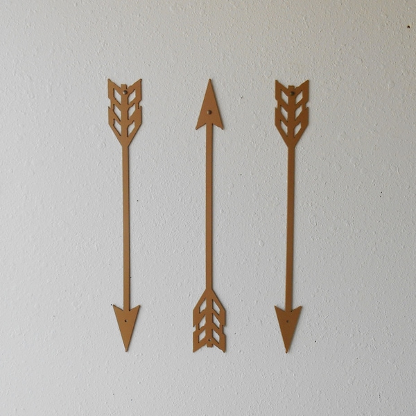 Arrows / Gold / Metal Art / Wall Decor / Set of Three / Home Decor / Arrow head / Archery /  Several sizes