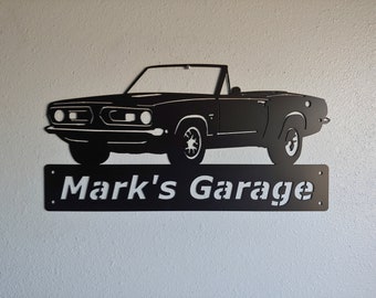 1968 Barracuda Convertible Personalized Man Cave Classic Garage Sign