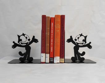 Felix the Cat, Metal Art Bookends, Movie Storage, Books, Organizer